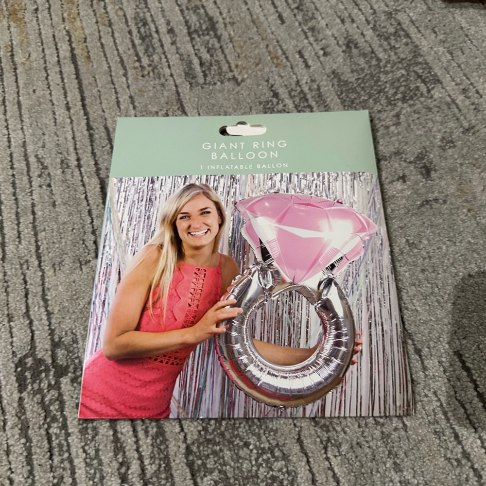 Pink and Silver Engagement Ring Balloon